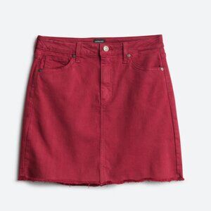 Just Black -  Burgundy Button Front Denim Skirt - Size M